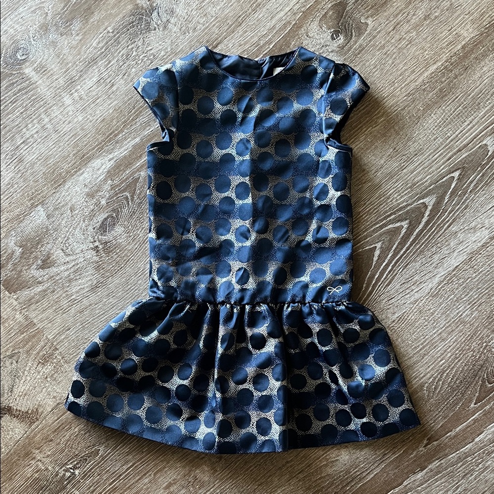 Lili Gaufrette Navy Polka Dot Holiday Dress size 4